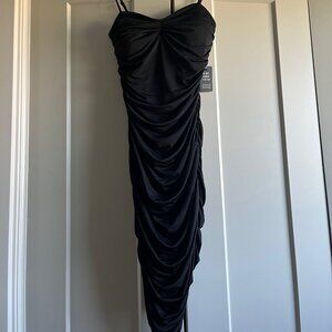 Express Body Contour Ruched Mini Dress with Bra Cups - Size X-Small